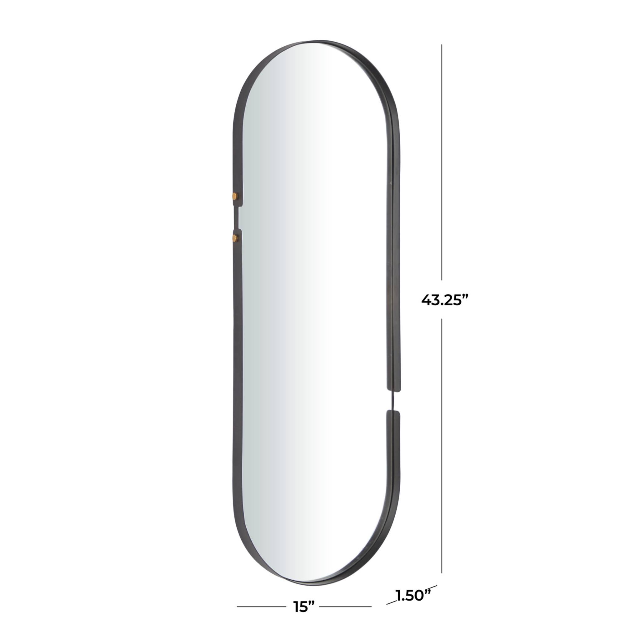CosmoLiving by Cosmopolitan Black Metal Oval Wall Mirror 15" x 2" x 43"